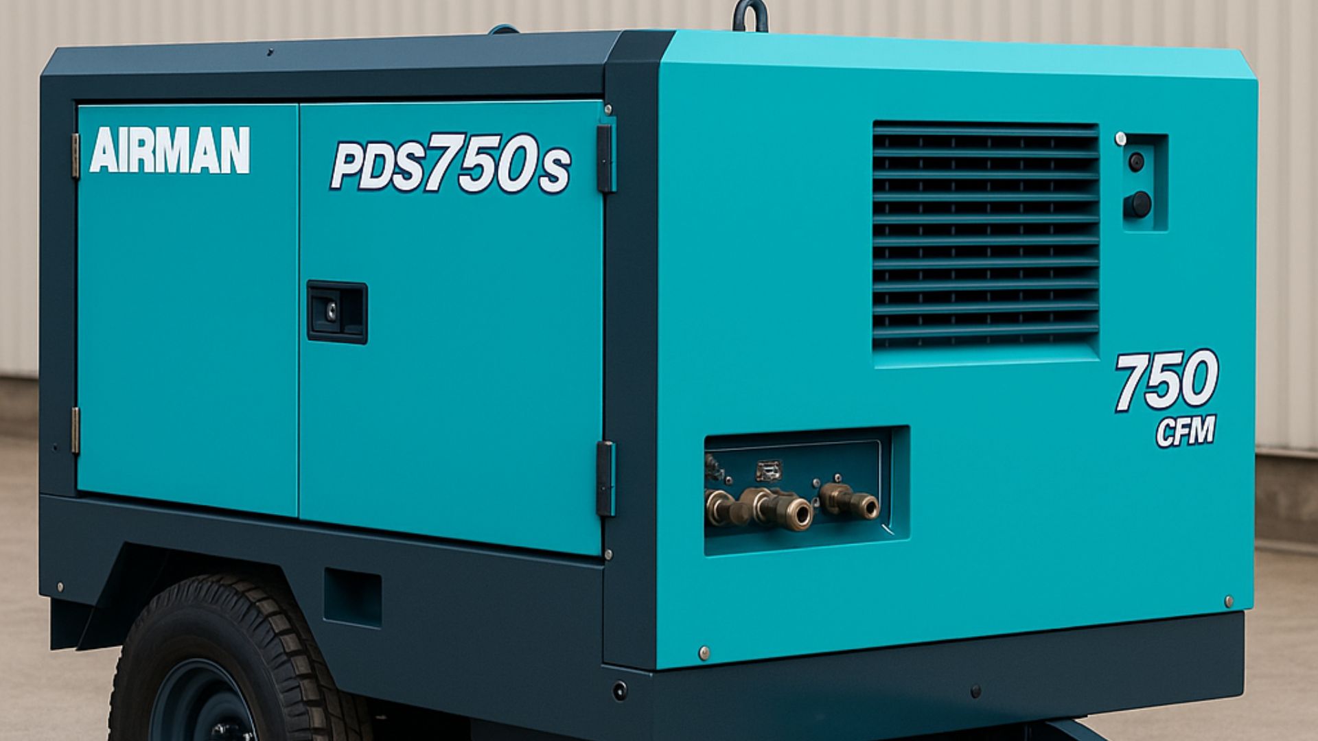Kompresor Airman PDS750S 750 CFM siap disewa untuk proyek konstruksi dan industri berat