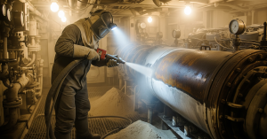 Sandblasting Ruang Mesin Kapal | Pembersihan & Coating