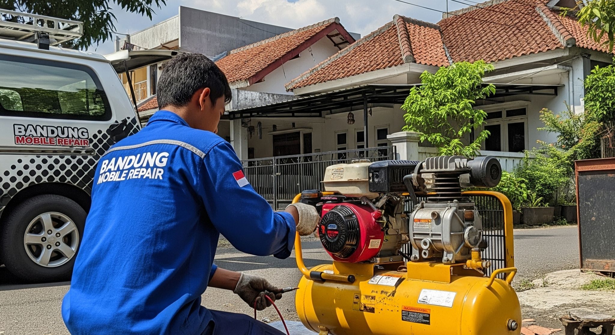 Jasa perbaikan kompresor panggilan di Bandung memperbaiki unit kompresor portable