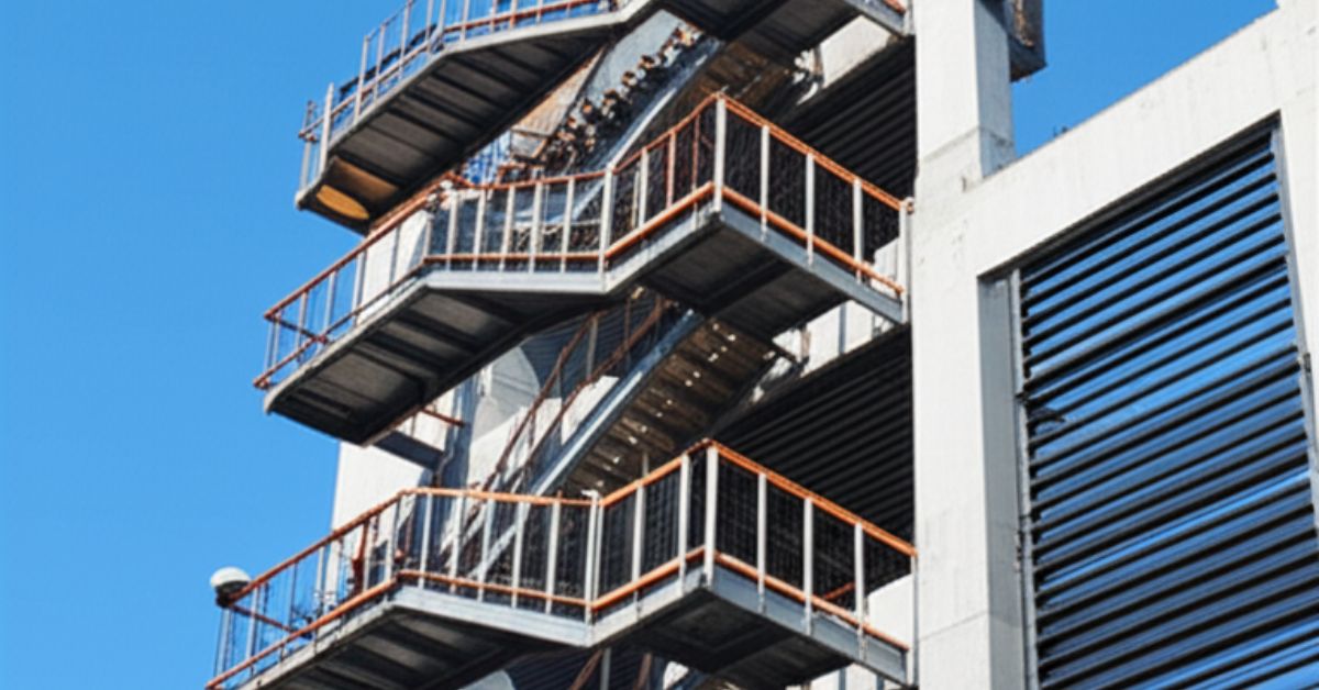 Tenaga ahli sedang melakukan jasa welding kanopi proyek besar dengan peralatan las modern