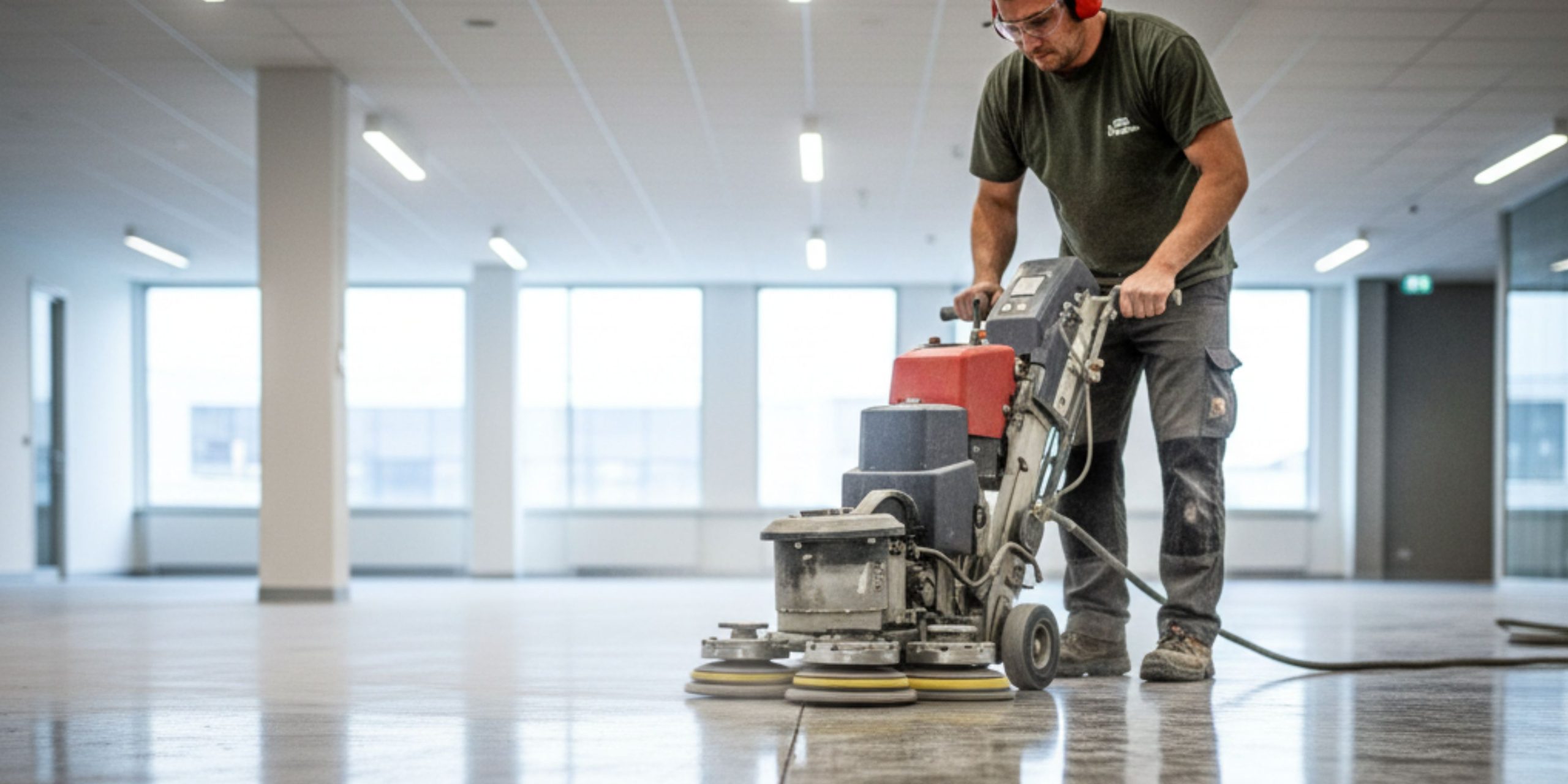 "Jasa poles lantai beton profesional mengembalikan kilau lantai yang kusam."