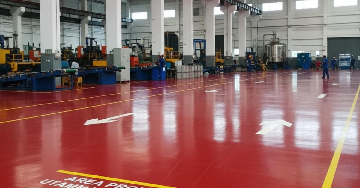 Jasa kontraktor epoxy lantai di pabrik industri daerah bekasi