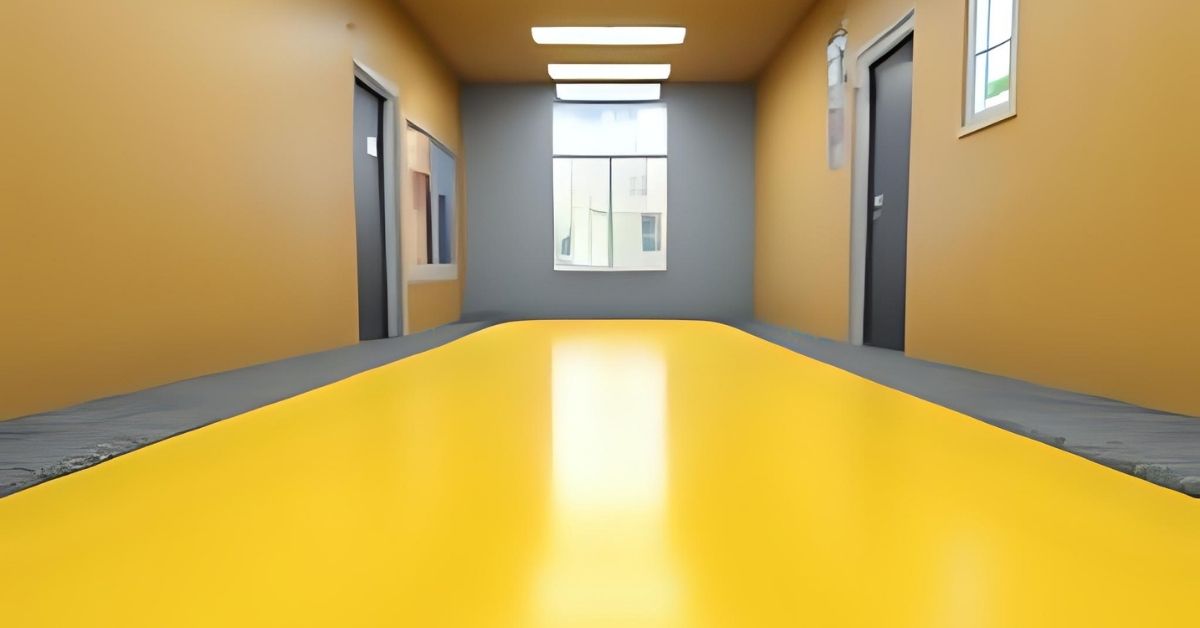 PT. Eltama Prima Indo mejadi kontraktor di perkantoran di Jakarta Barat, menggunakan Foxapaint untuk menghasilkan lantai mengkilap berwarna kuning