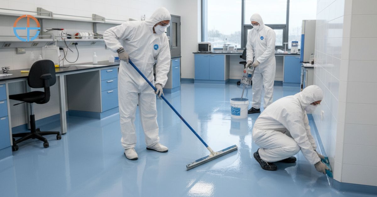 Pengerjaan jasa kontraktor epoxy lantai laboratorium dengan standar higienis