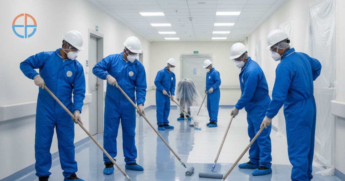 Pengerjaan jasa kontraktor epoxy lantai rumah sakit dengan standar higienis