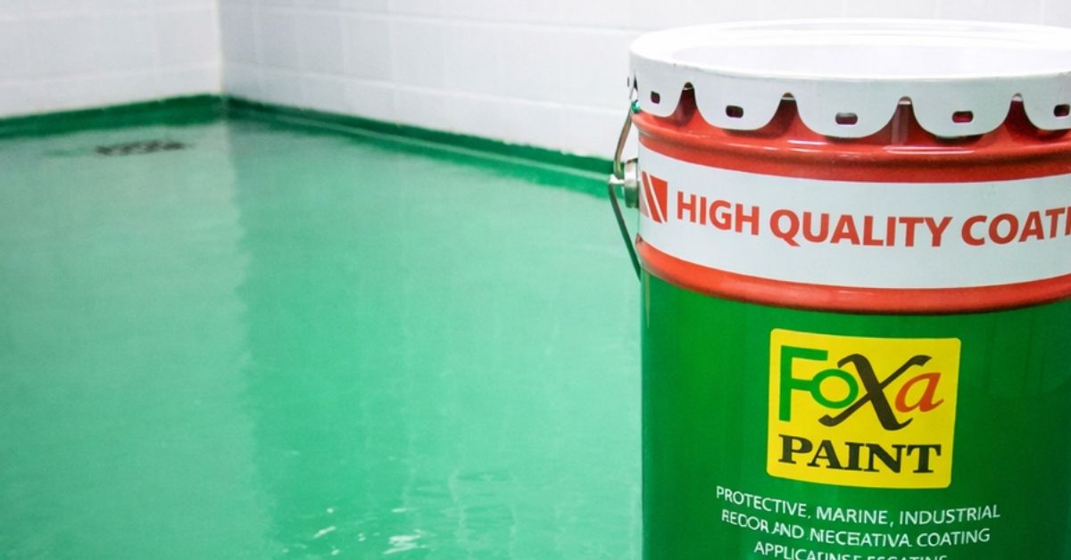 asa epoxy waterproofing Samarinda dengan finishing hijau glossy menggunakan produk Foxapain
